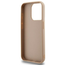 DKNY Quilted Stack Logo iPhone 15 Pro Max dėklas – smėlio spalvos