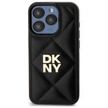 DKNY Quilted Stack Logo iPhone 15 Pro Max dėklas – juodas