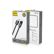 Dudao L7T USB-A - USB-C 66W laidas su LED ekranu 1m - juodas Dudao L7T USB-A - USB-C 66W laidas su LED ekranu 1m - juodas