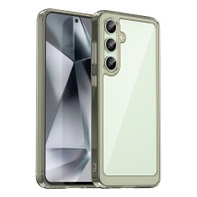 Kosmoso dėklas su geliniu rėmeliu, skirtas Samsung Galaxy S24 FE – skaidrus juodas