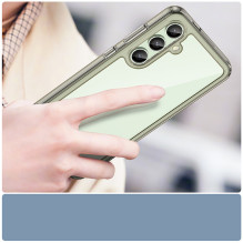 Kosmoso dėklas su geliniu rėmeliu, skirtas Samsung Galaxy S24 FE – skaidrus juodas