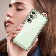 Kosmoso dėklas su geliniu rėmeliu, skirtas Samsung Galaxy S24 FE – skaidrus juodas