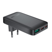 Acefast A100 65W GaN 2 USB-C+ USB-A įkroviklis itin plonas – juodas