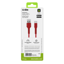 SBS TECABLEMICROC15R USB-A – USB-C laidas 1,5 m – raudonas