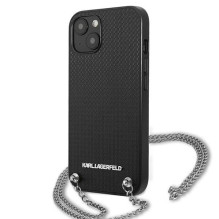 Karlo Lagerfeldo odinis tekstūruotas ir grandinės dėklas, skirtas iPhone 13/14/15 6,1' – juodas Karlo Lagerfeldo odinis tekstūruotas ir grandinės dėklas, skirtas iPhone 13/14/15 6,1' – juodas