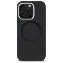 Mercedes silikoninis toninis logotipas MagSafe iPhone 16 Pro dėklas – juodas
