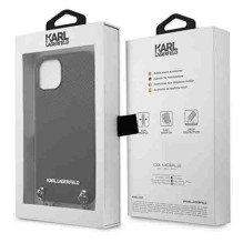 Karlo Lagerfeldo odinis tekstūruotas ir grandinės dėklas, skirtas iPhone 13/14/15 6,1' – juodas Karlo Lagerfeldo odinis tekstūruotas ir grandinės dėklas, skirtas iPhone 13/14/15 6,1' – juodas
