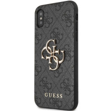 Guess 4G didelis metalinis logotipas iPhone X / XS dėklas – pilkas