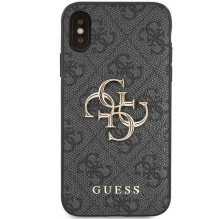 Guess 4G didelis metalinis logotipas iPhone X / XS dėklas – pilkas
