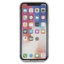 Guess Flower Desire Red Rose iPhone X dėklas – skaidrus