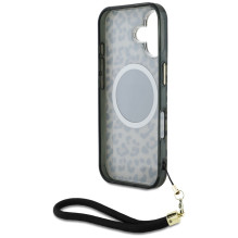 „Guess HC IML Leopard Triangle“ laido dirželis „MagSafe iPhone 16“ dėklas – rudas