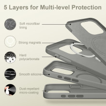 Tech-Protect silikoninis MagSafe dėklas, skirtas iPhone 16 Pro Max – pilkas