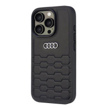Audi sintetinės odos iPhone 16 Pro 6,3 colio juodas / juodas kietas dėklas AU-TPUPCIP16P-GT / D2-BK Audi sintetinės odos iPhone 16 Pro 6,3 colio juodas / juodas kietas dėklas AU-TPUPCIP16P-GT / D2-BK