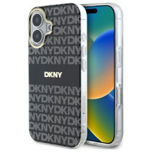DKNY kartotinės tekstūros raštas su dryžuotu iPhone 16 dėklu – juodas