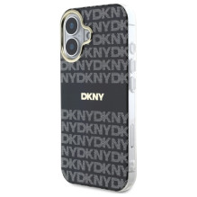 DKNY kartotinės tekstūros raštas su dryžuotu iPhone 16 dėklu – juodas