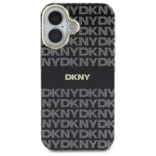 DKNY kartotinės tekstūros raštas su dryžuotu iPhone 16 dėklu – juodas