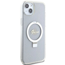 Guess GUHMP15MHRSGSD iPhone 15 Plus / 14 Plus 6.7" transparent / transparent hardcase Ring Stand Script Glitter Mag