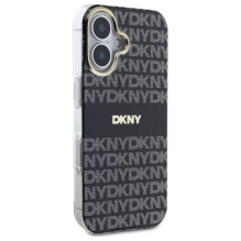 DKNY kartotinės tekstūros raštas su dryžuotu iPhone 16 dėklu – juodas