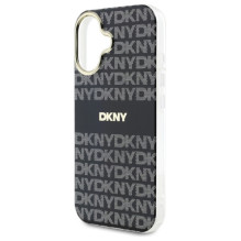 DKNY kartotinės tekstūros raštas su dryžuotu iPhone 16 dėklu – juodas
