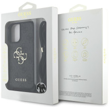 Guess 4G Big Logo Cord Stap Crossbody dėklas, skirtas iPhone 16 Plus Black