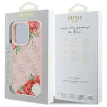 Guess GUHMP16LP4ROPEMCP iPhone 16 Pro 6.3" pink / pink hardcase 4G Flowers Print MagSafe