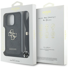Guess 4G Big Logo Cord Stap Crossbody dėklas, skirtas iPhone 16 Pro Black