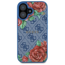 Guess GUHMP16SP4ROPEMCB iPhone 16 6.1" blue / blue hardcase 4G Flowers Print MagSafe