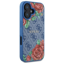 Guess GUHMP16SP4ROPEMCB iPhone 16 6,1' mėlynas / mėlynas kietas dėklas 4G Gėlės Spausdinti MagSafe
