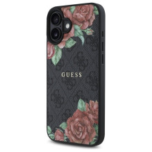 Guess GUHMP16SP4ROPEMCK iPhone 16 6.1" black / black hardcase 4G Flowers Print MagSafe