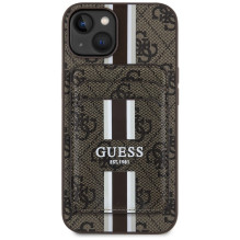Guess 4G Stripes dėklas su Magsafe pinigine iPhone 15 rudos spalvos