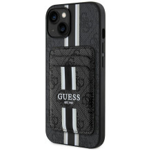 Guess 4G Stripes dėklas su Magsafe pinigine iPhone 15 juodas