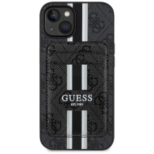 Guess 4G Stripes case with Magsafe wallet for iPhone 15 black