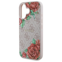 Guess GUHMP16SP4ROPEMCP iPhone 16 6,1' rožinis / rožinis kietas dėklas 4G Gėlės Spausdinti MagSafe