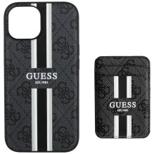 Guess 4G Stripes dėklas su Magsafe pinigine iPhone 15 juodas