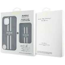 Guess 4G Stripes dėklas su Magsafe pinigine iPhone 15 juodas