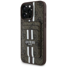 Guess 4G Stripes dėklas su Magsafe pinigine iPhone 16 Pro Max rudas