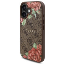 Guess GUHMP16SP4ROPEMCW iPhone 16 6,1 colio rudas / rudas kietas dėklas 4G gėlių spausdinimas MagSafe