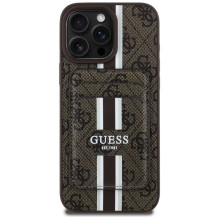 Guess 4G Stripes dėklas su Magsafe pinigine iPhone 16 Pro Max rudas