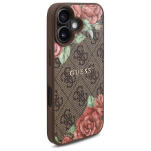 Guess GUHMP16SP4ROPEMCW iPhone 16 6,1 colio rudas / rudas kietas dėklas 4G gėlių spausdinimas MagSafe