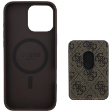 Guess 4G Stripes dėklas su Magsafe pinigine iPhone 16 Pro Max rudas