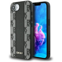 DKNY odinis languotas monofoninis dėklas MagSafe iPhone 16e – juodas