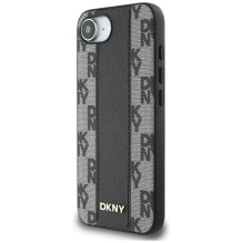 DKNY Leather Checkered Mono Pattern MagSafe iPhone 16e Case - Black