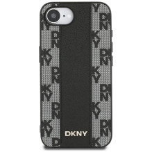 DKNY Leather Checkered Mono Pattern MagSafe iPhone 16e Case - Black
