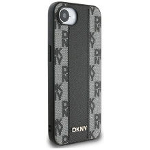 DKNY Leather Checkered Mono Pattern MagSafe iPhone 16e Case - Black