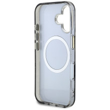 Guess Glitter Flowers Triangle Buttons MagSafe dėklas iPhone 16 juodas