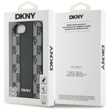 DKNY Leather Checkered Mono Pattern MagSafe iPhone 16e Case - Black