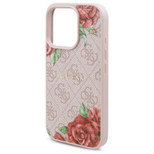 Guess GUHMP16XP4ROPEMCP iPhone 16 Pro Max 6,9' rožinis / rožinis kietas dėklas 4G Gėlės Spausdinti MagSafe