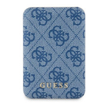 Guess Powerbank indukcinis 15W GUPB5FP4EMGB 5000mAh mėlynas / mėlynas 4G odinis metalinis logotipas MagSafe