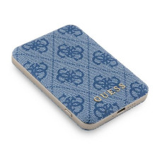 Guess Powerbank indukcinis 15W GUPB5FP4EMGB 5000mAh mėlynas / mėlynas 4G odinis metalinis logotipas MagSafe