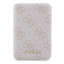 Guess Powerbank indukcinis 15W GUPB5FP4EMGP 5000mAh rožinis / rožinis 4G odinis metalinis logotipas MagSafe